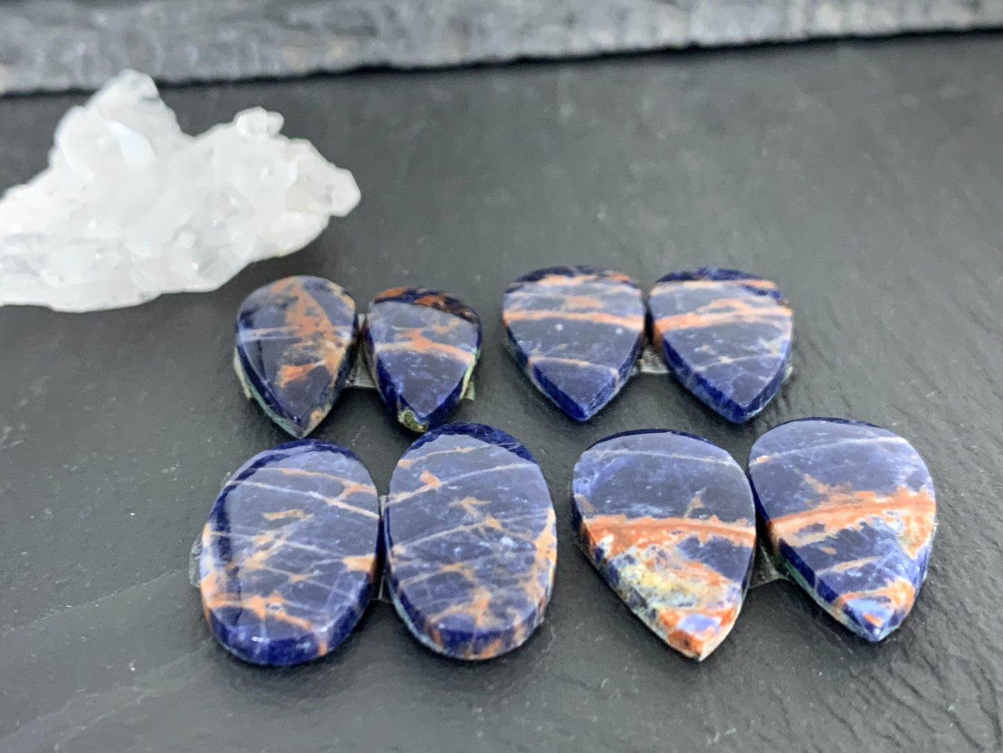 Natural Sodalite pair 22-25mm long cabochon