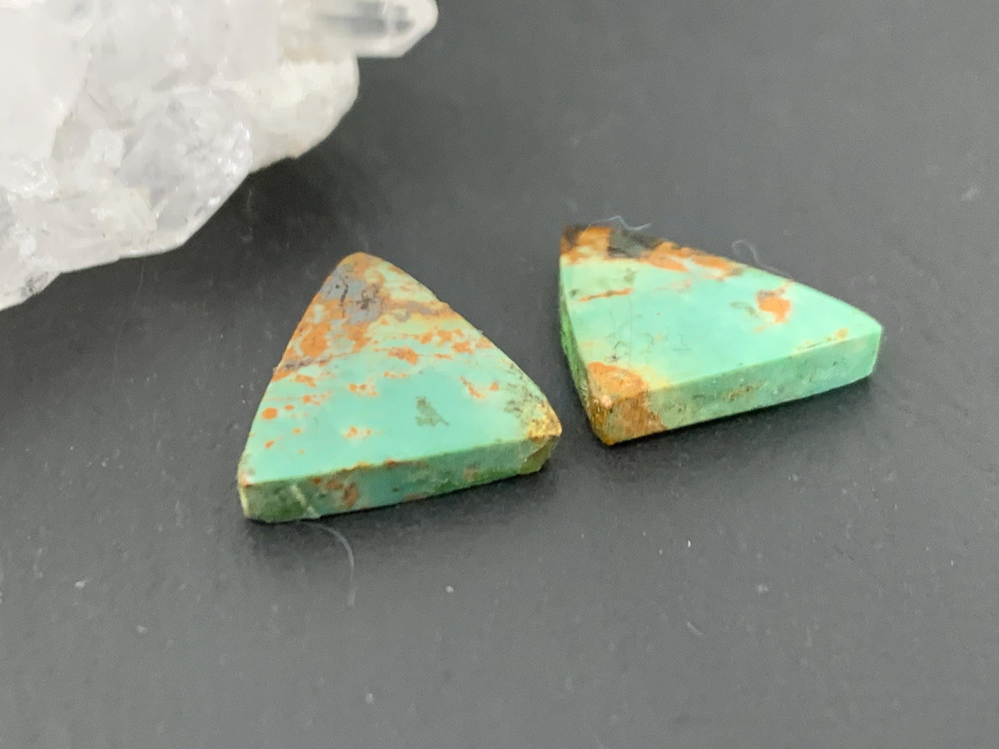 Tibetan Turquoise Pair 12x15mm Cabochon - Hand Cut Cabochon
