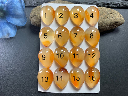 Carnelian pear 15x20mm cabochon - Calibrated cabochons