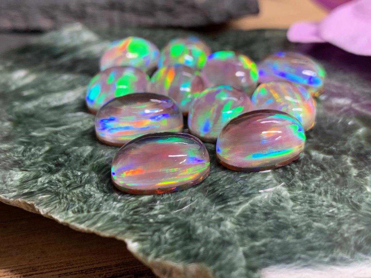 Aurora Opal Oval 10x14mm Cabochon – Rainbow Fire Doublets – Man Made Cabochon *
