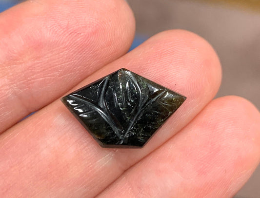 Carved Tourmaline 12x18x2mm cabochon