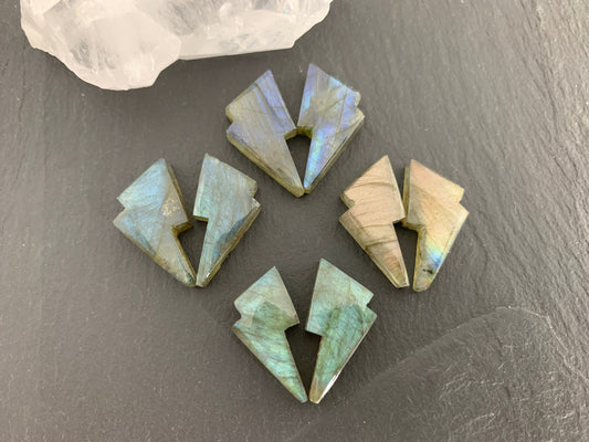 Labradorite lightning bolt pair 12x19mm cabochon