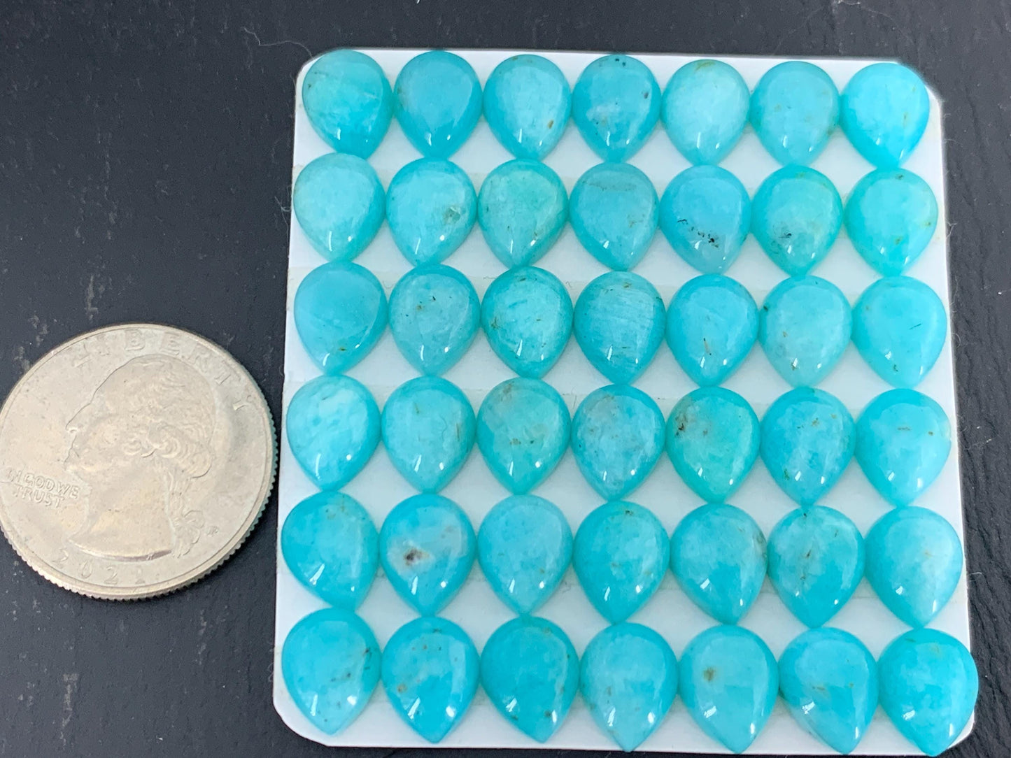 Amazonite pear 8x10mm cabochon - Calibrated cabochons