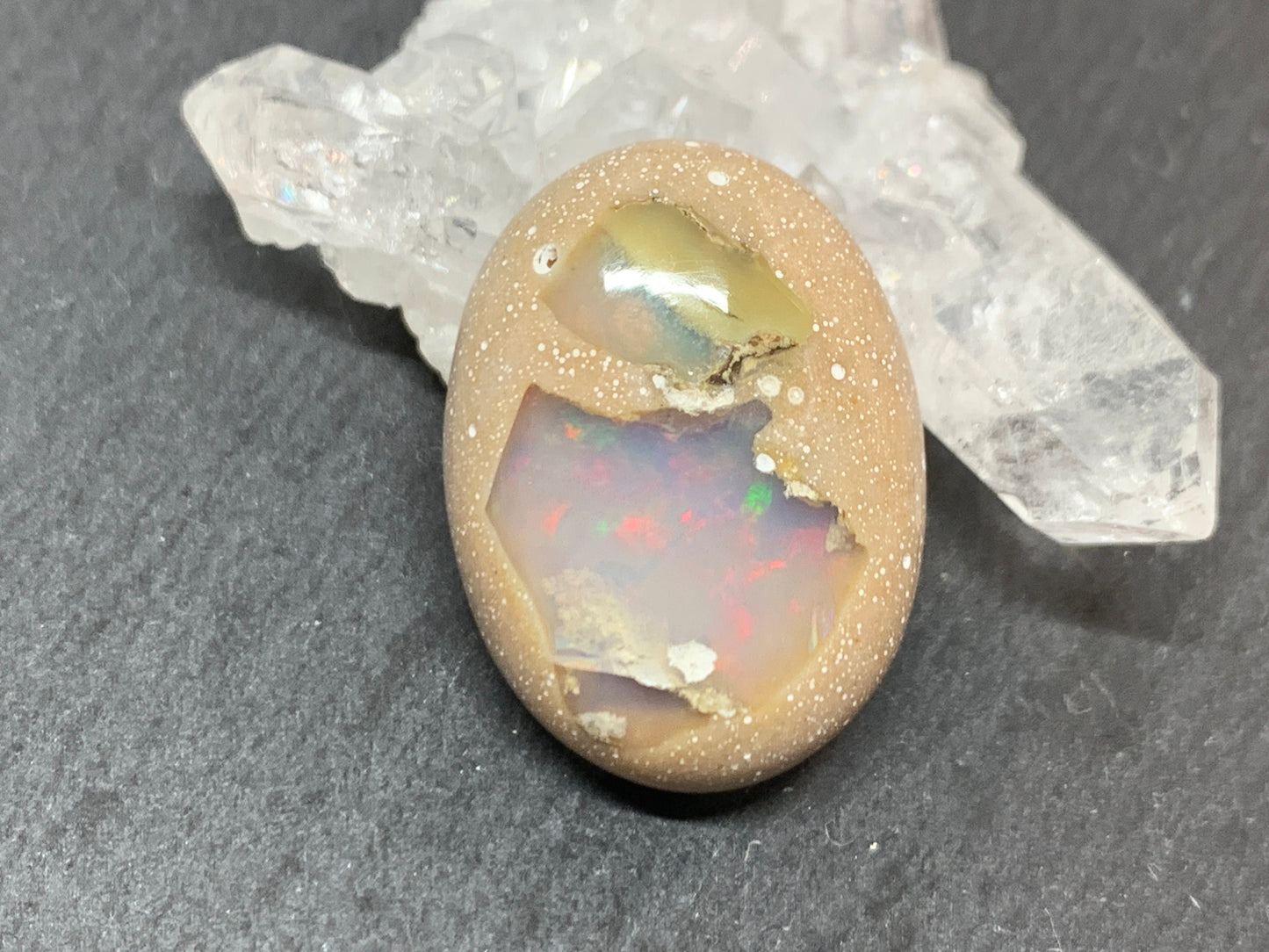 Ethiopian Opal Cabochon – Stabilized Welo Opal with Bright Play of Color - 18x25x8mm