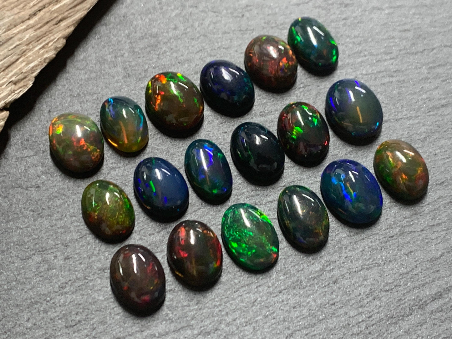 Natural Black Ethiopian Opal oval 10-11mm long Cabochon/ Select your cabochon