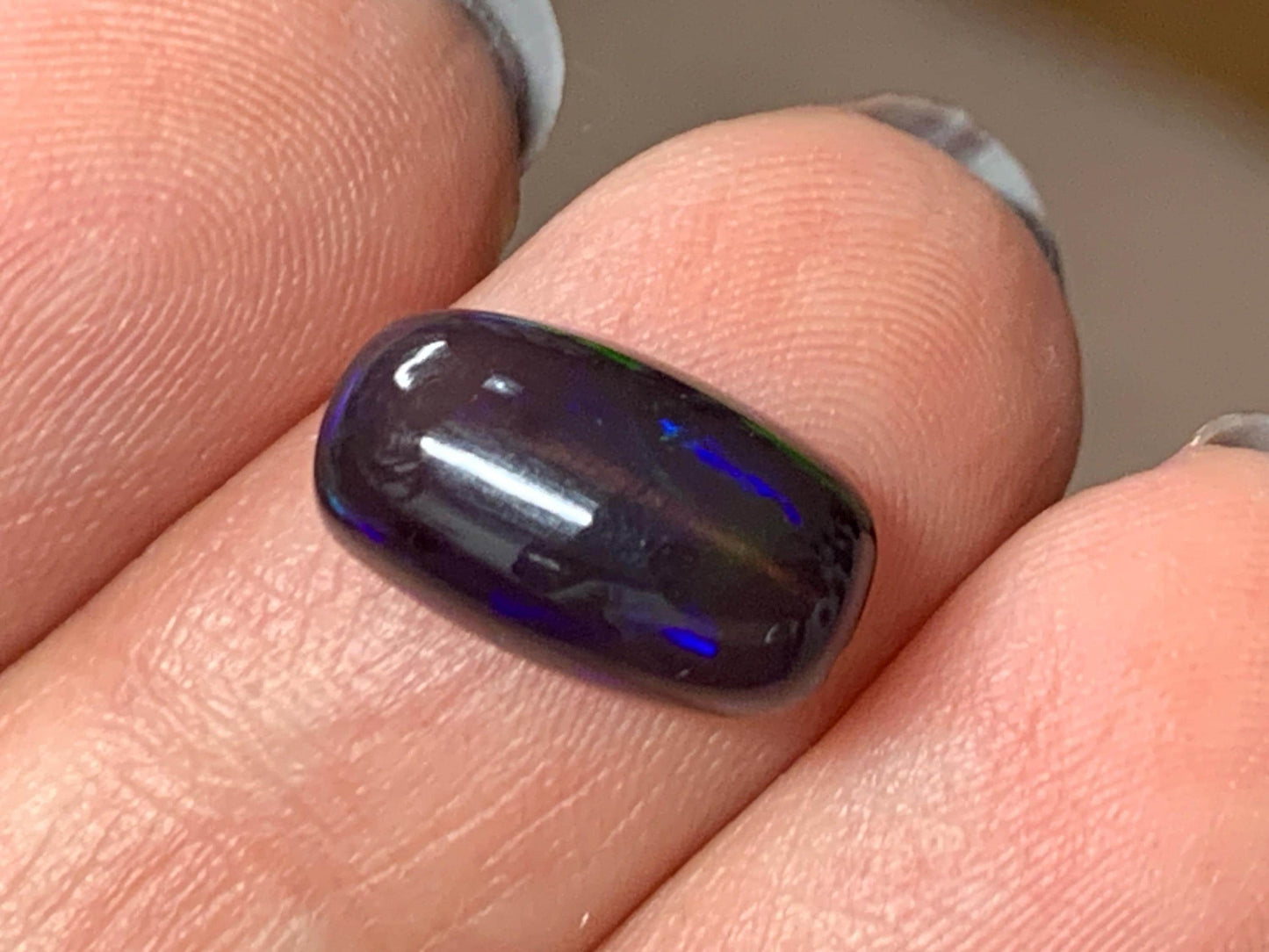 Natural Ethiopian Black Opal 7x13x4mm cabochon
