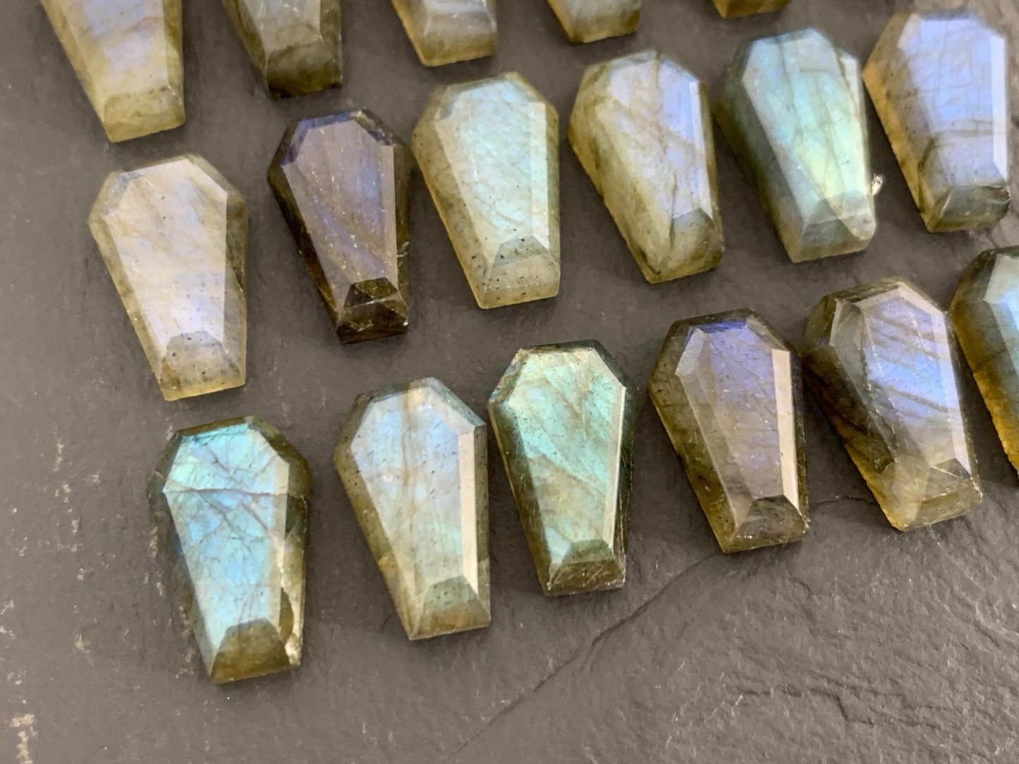 Natural Labradorite Coffin Cabochon: 10x16mm Gemstone