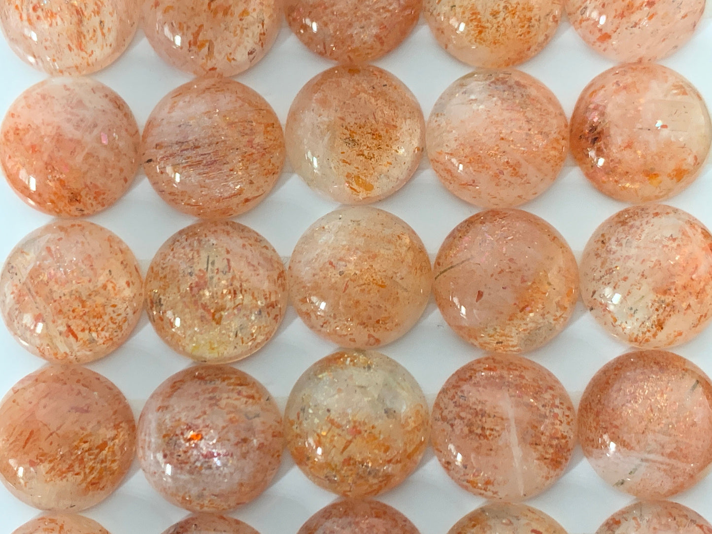 Sunstone round 12mm cabochon - Calibrated cabochons