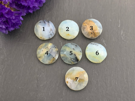 Faceted Peruvian Opal round 12mm cabochon