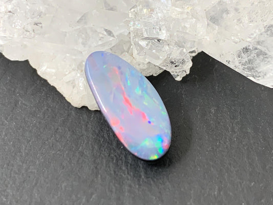 Australian Opal Doublet 6x14x4mm Cabochon - Natural Colorful Free Form Gemstone
