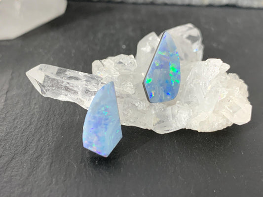 Australian Opal doublet 7x13x3mm pair of cabochons