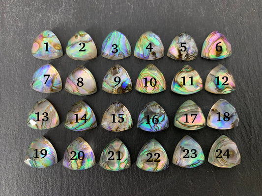 Faceted Abalone triangle 12mm doublet cabochon/ Select your doublet cabochon