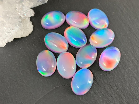 Aurora Opal oval 10x14mm cabochons - Doublet cabochons