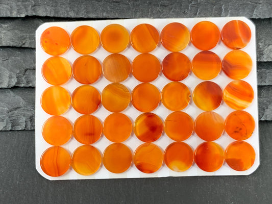 Flat Carnelian round 10mm cabochon - Calibrated cabochon