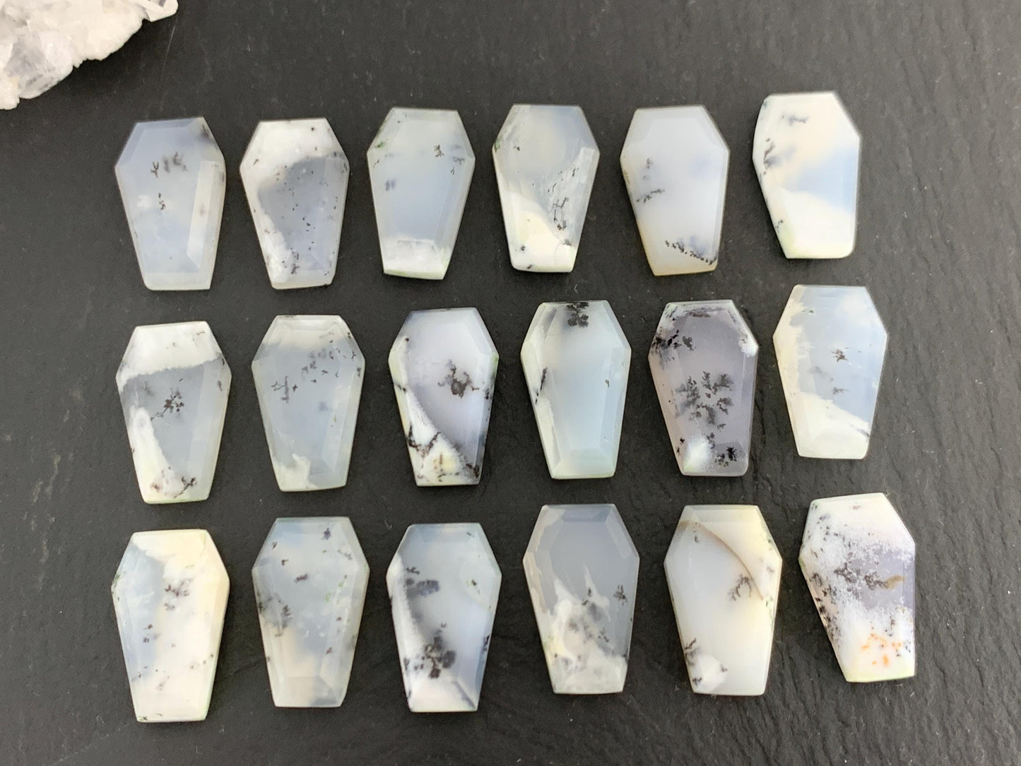 Step Cut Dendrite Opal coffin 10x16mm cabochon