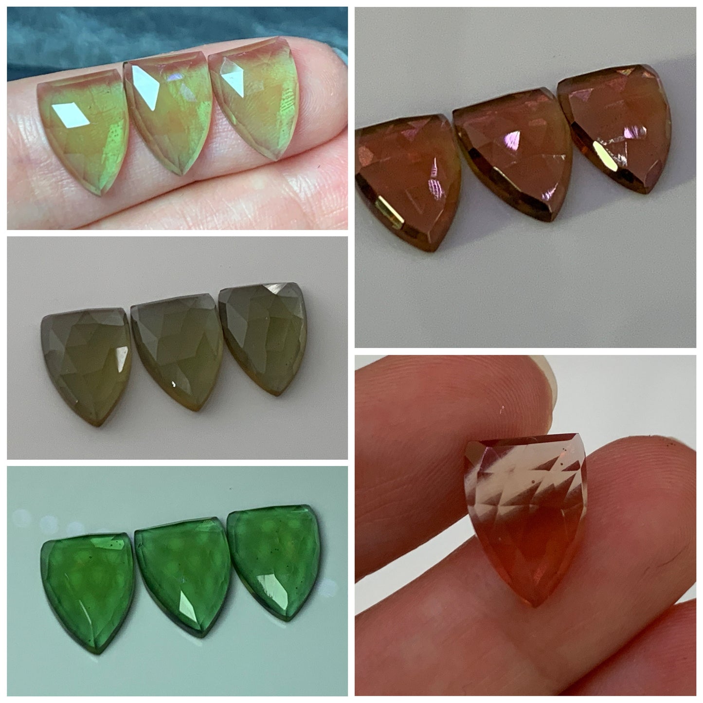 Faceted color changing Alexandrite hexagon 8mm cabochon - Cabochons are calibrated