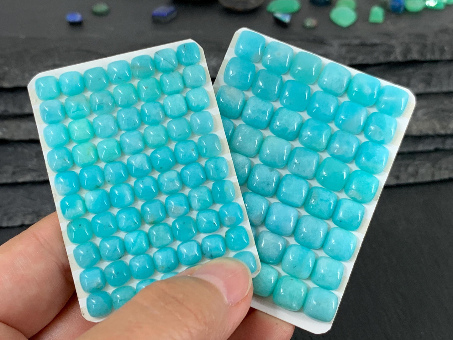 Amazonite square 6mm, 8mm cabochon - Calibrated cabochons