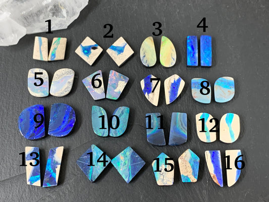 Australian Opal doublet pair 13-16mm long cabochon