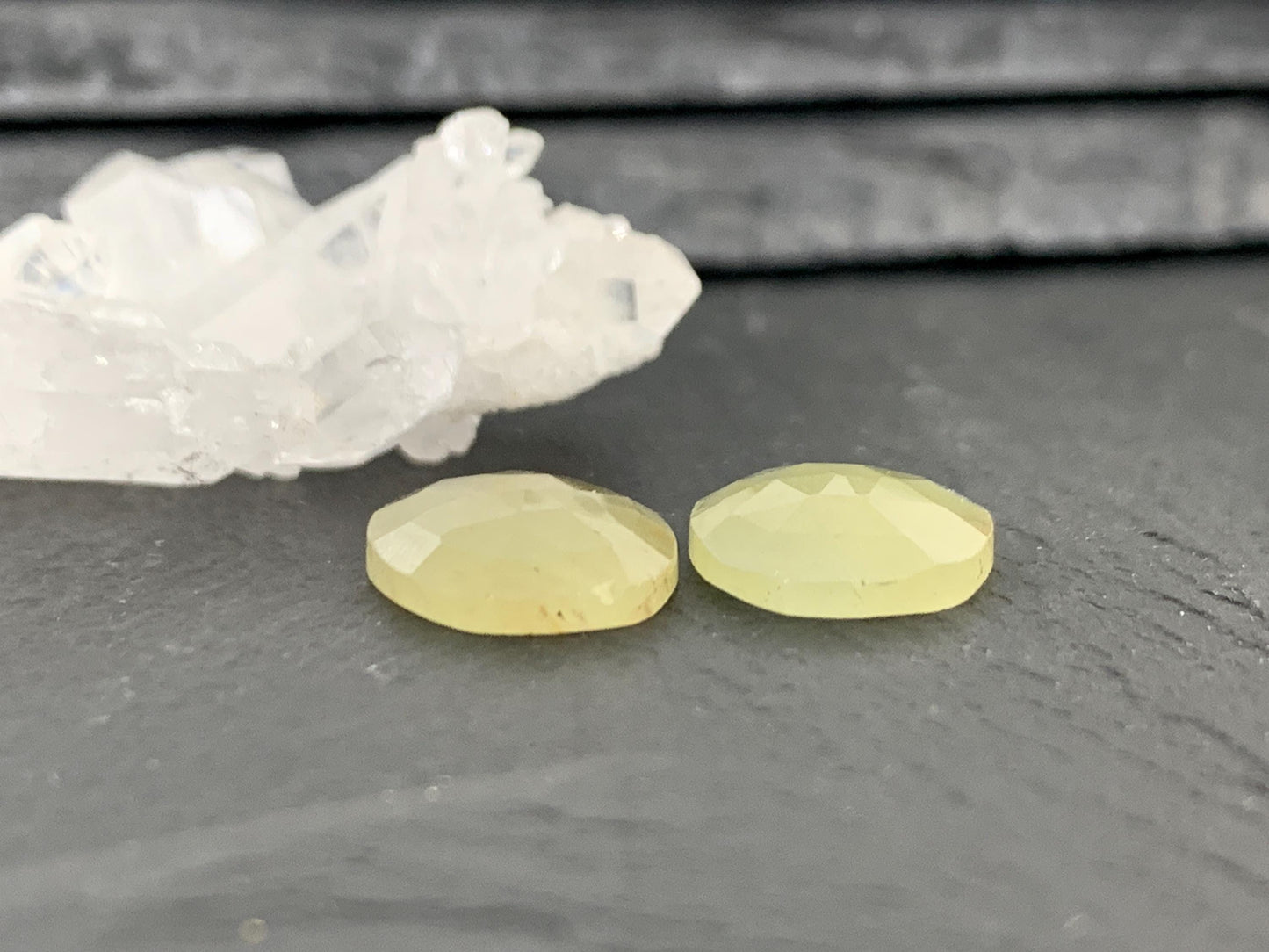 Faceted Yellow Sapphire pair 11x16x3mm cabochon
