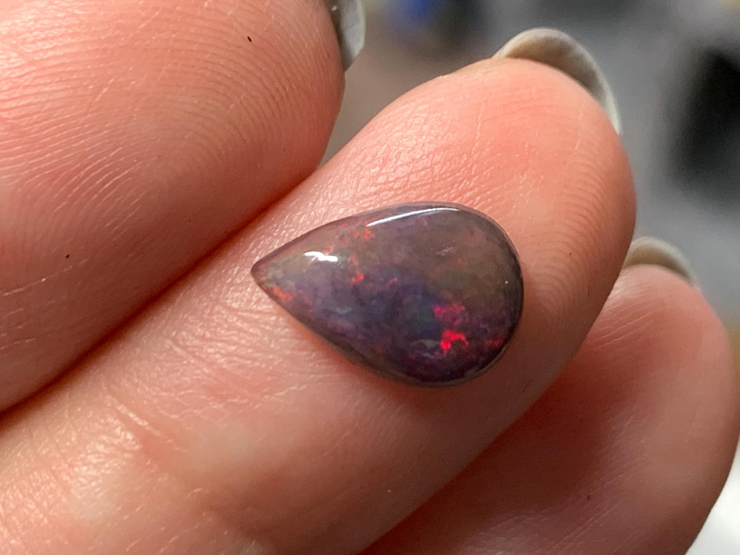 Natural Ethiopian Black Opal 7x11x3mm cabochon