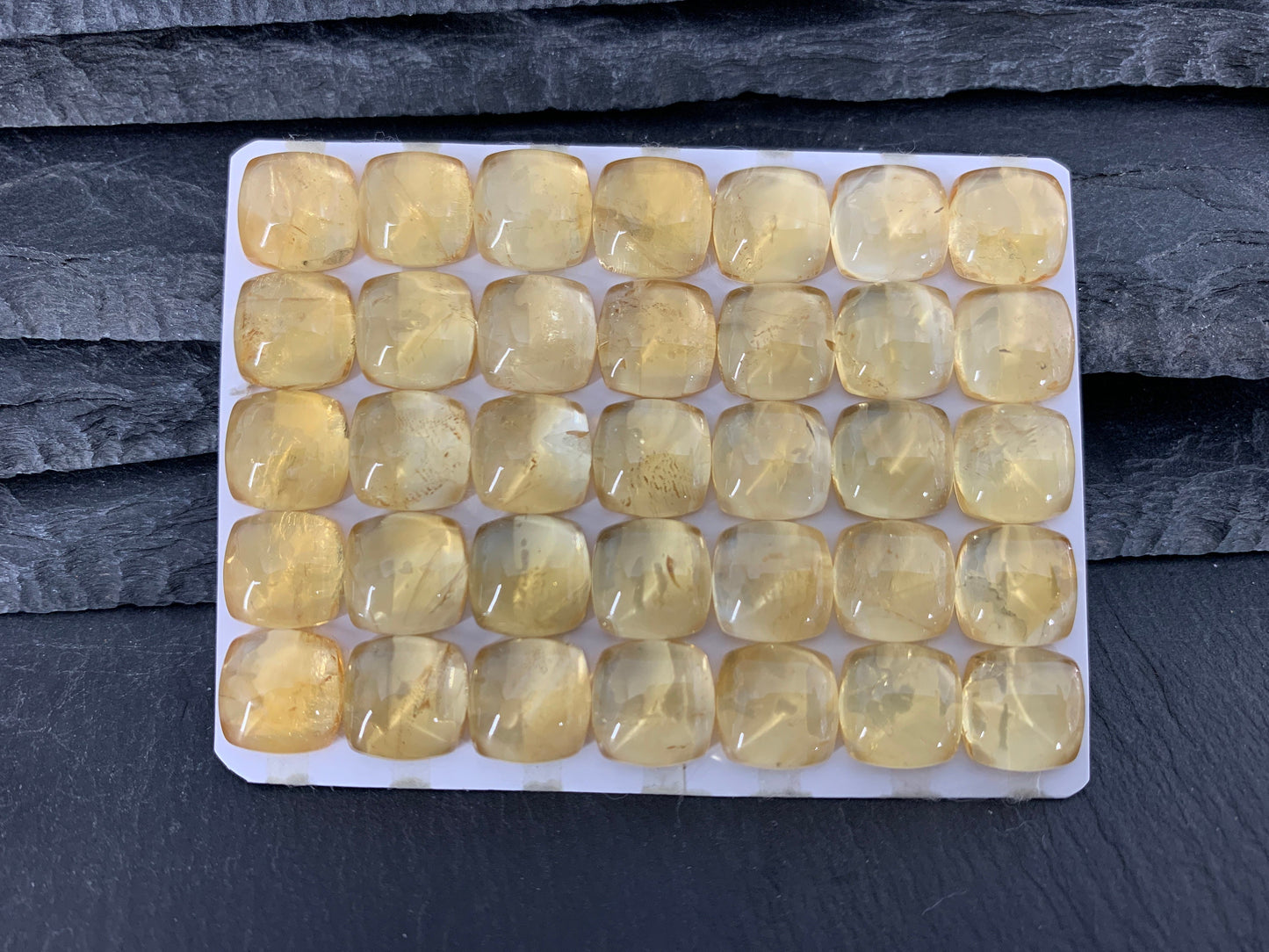 Citrine square cushion cabochon 8, 10, 12mm - Calibrated cabochons