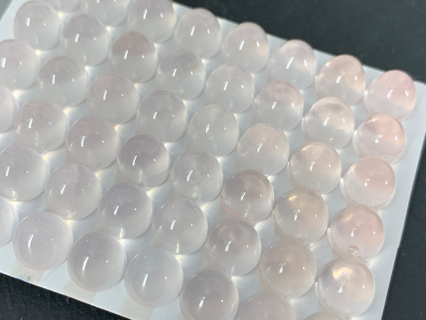 Rose Quartz bullet 8mm cabochon - Calibrated cabochons