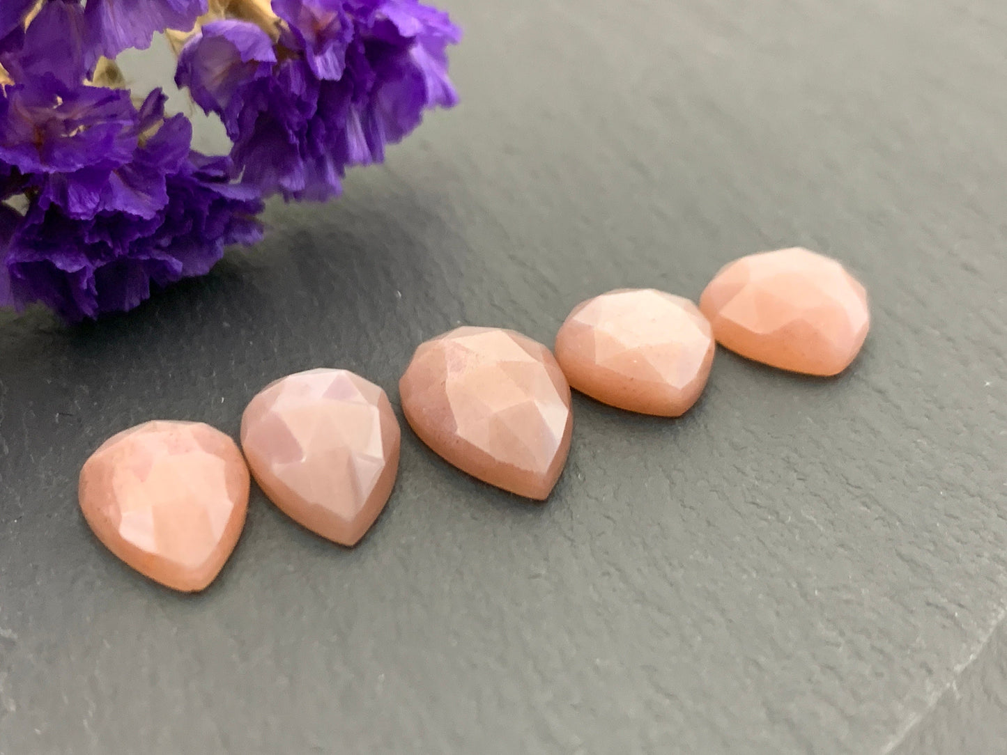 Faceted Moonstone pear cabochon