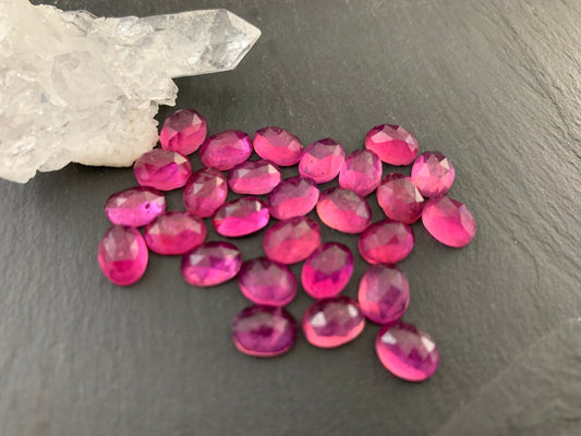 Faceted Thailand Pink Sapphire oval 6x8mm Cabochon | Natural Raspberry Sapphire