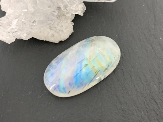 Rainbow Moonstone 25x14x6mm cabochon
