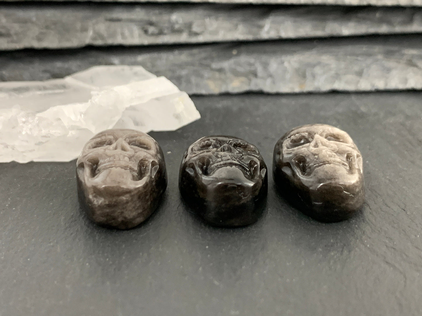 Silver Obsidian skull 15x22mm cabochon