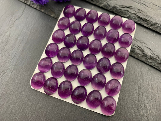 Purple Fluorite oval 10x12mm cabochon - Calibrated Cabochons