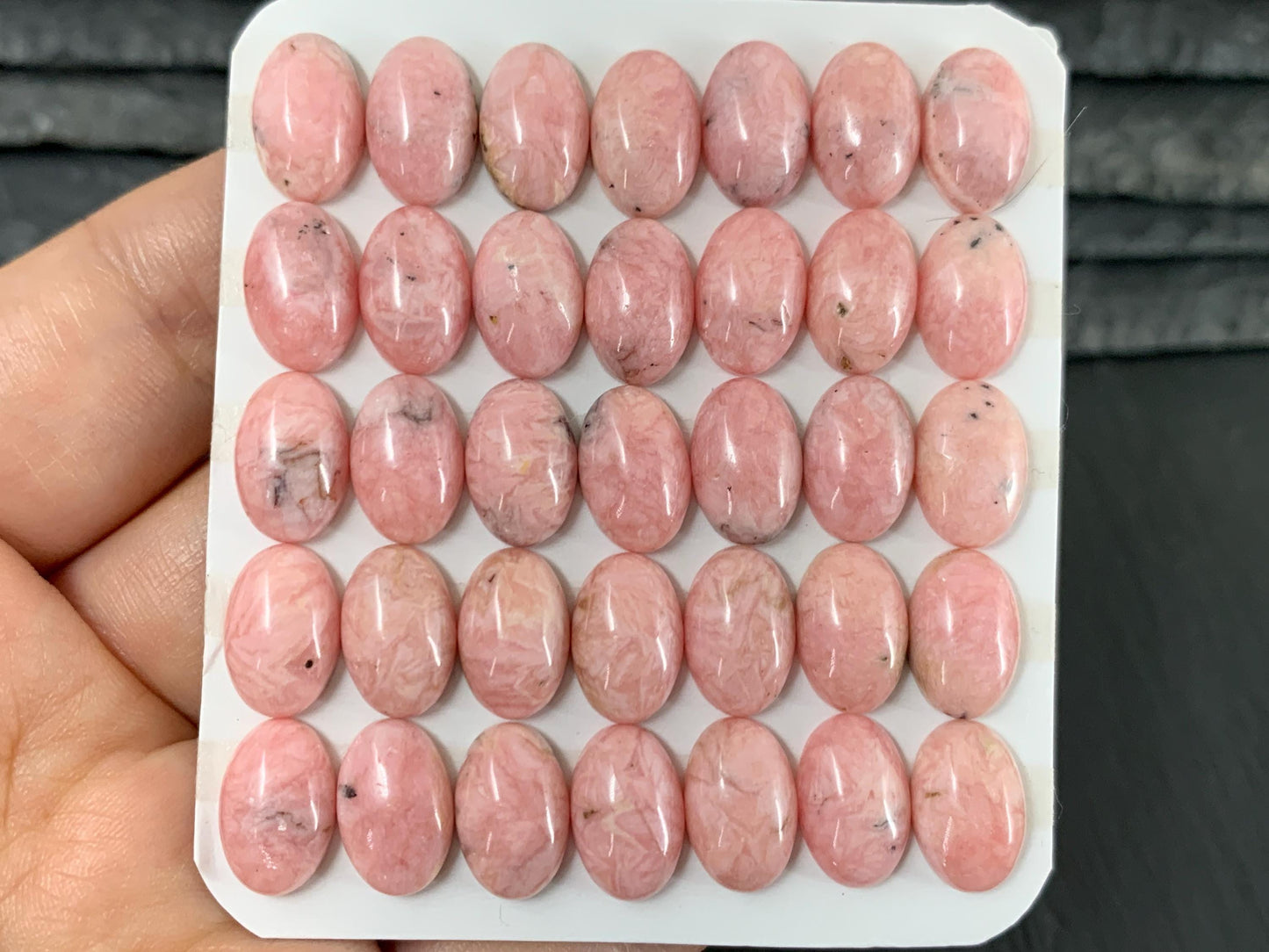 Rhodochrosite oval 8x12mm cabochons - Calibrated cabochons