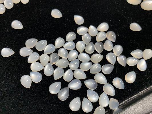 White Moonstone pear 6x8mm cabochon