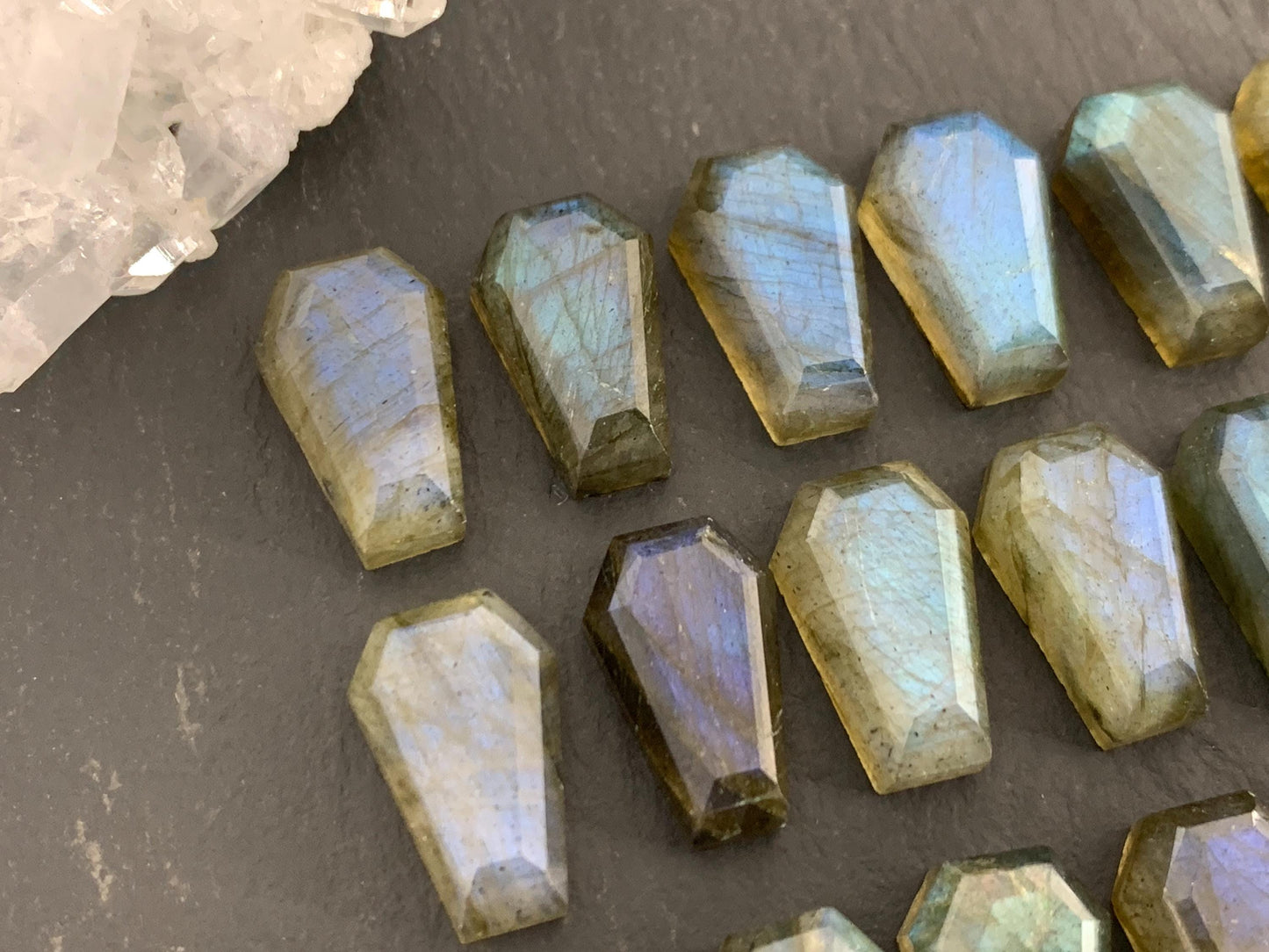 Natural Labradorite Coffin Cabochon: 10x16mm Gemstone