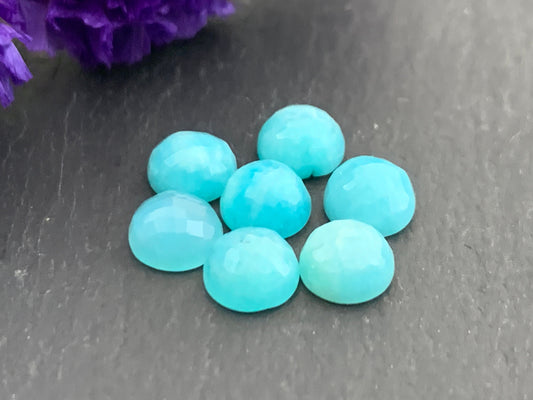 Faceted Amazonite round 6mm cabochon - Calibrated cabochons