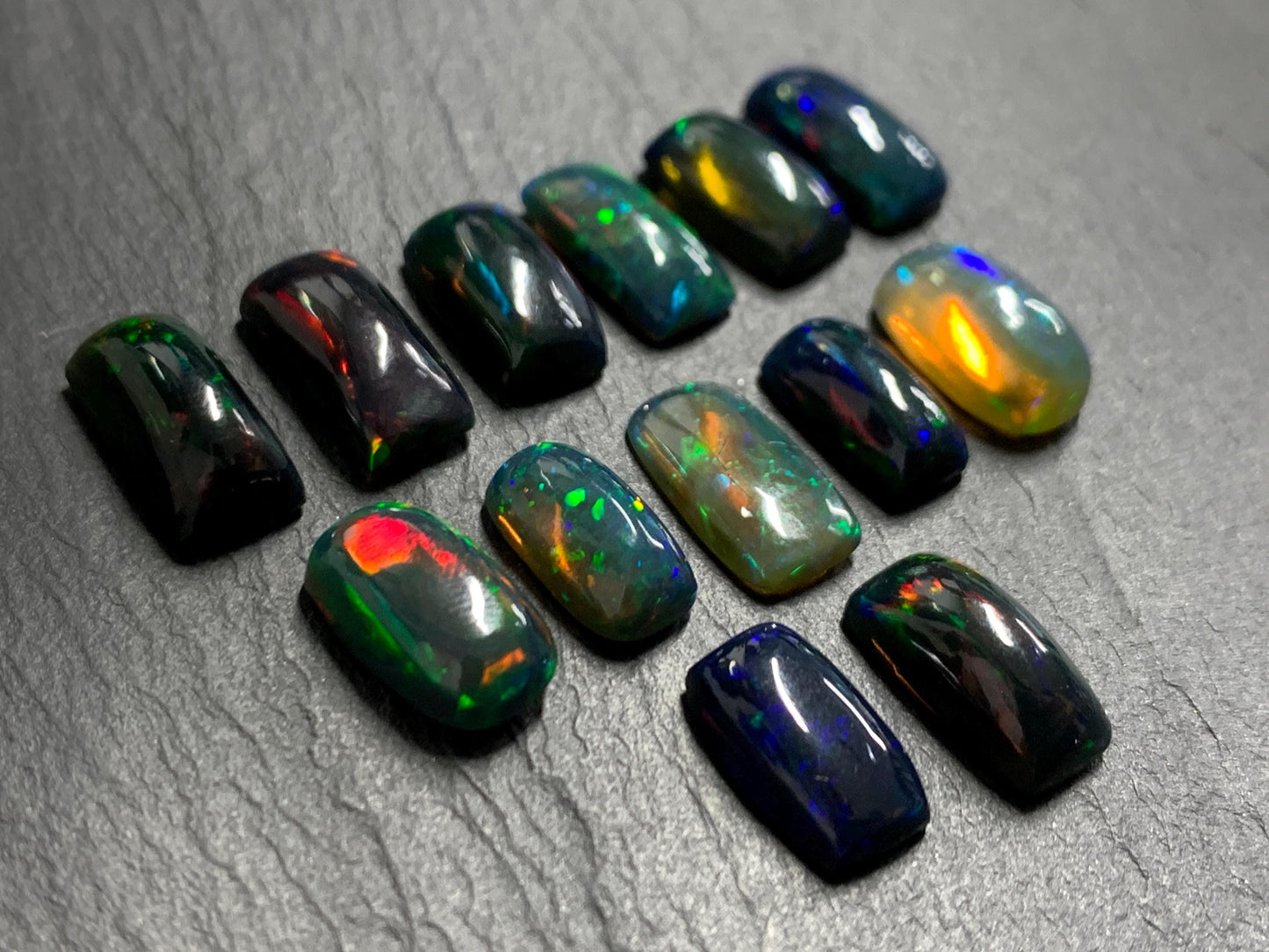 Natural Ethiopian Black Opal 11-12mm long cabochon/ Select your cabochon