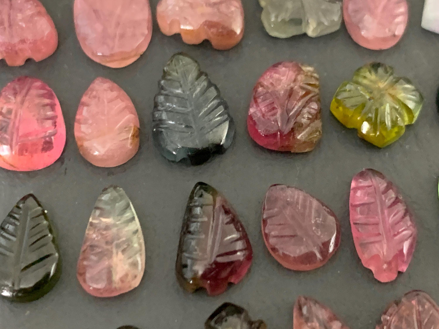 Carved Tourmaline free form 9-12mm long cabochon