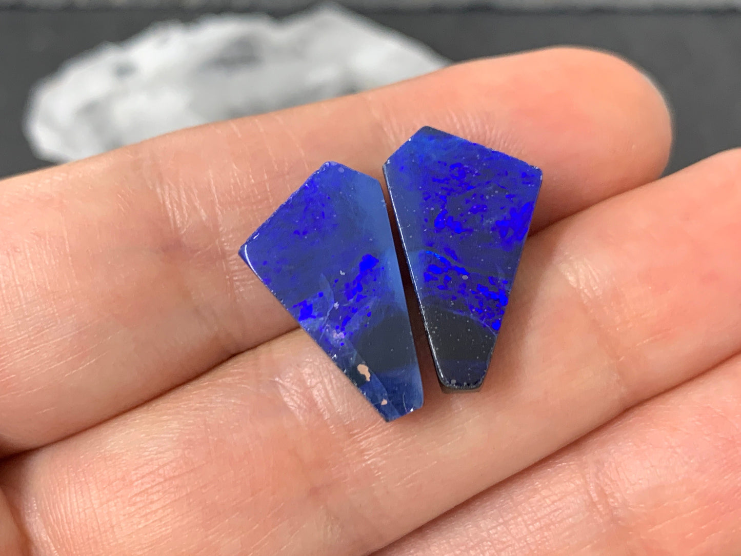 Damaged- Australian Opal doublet 11x19x4mm pair of cabochons