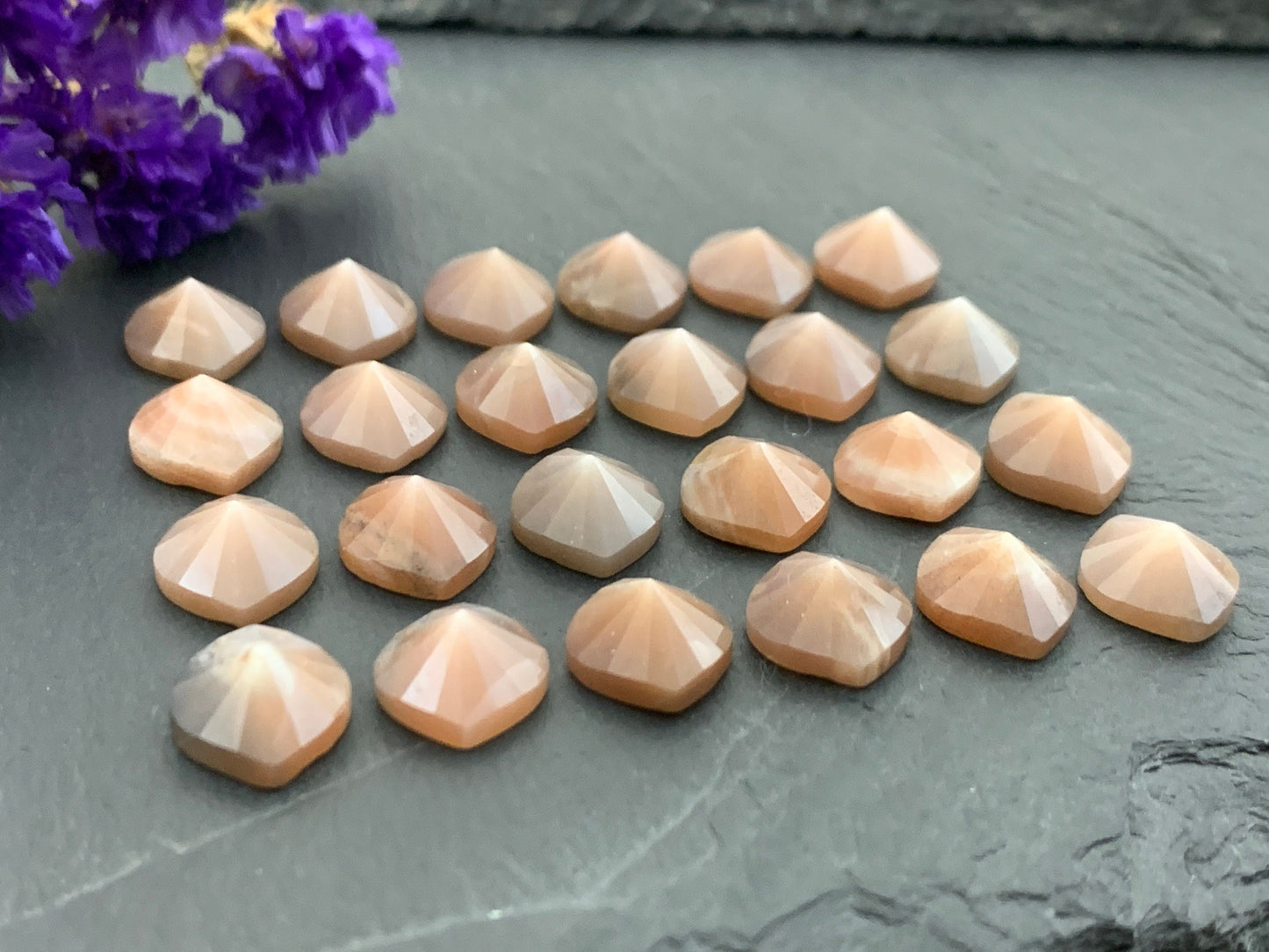 GoldSand Moonstone marquise pyramid 10x12mm cabochon