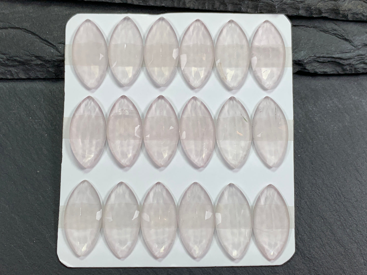 Faceted Rose Quartz marquise  10x20mm cabochon - Calibrated cabochons