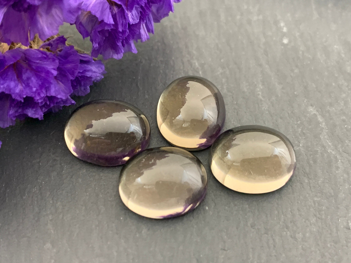 Smokey quartz oval 10x12mm cabochon - Calibrated cabochons