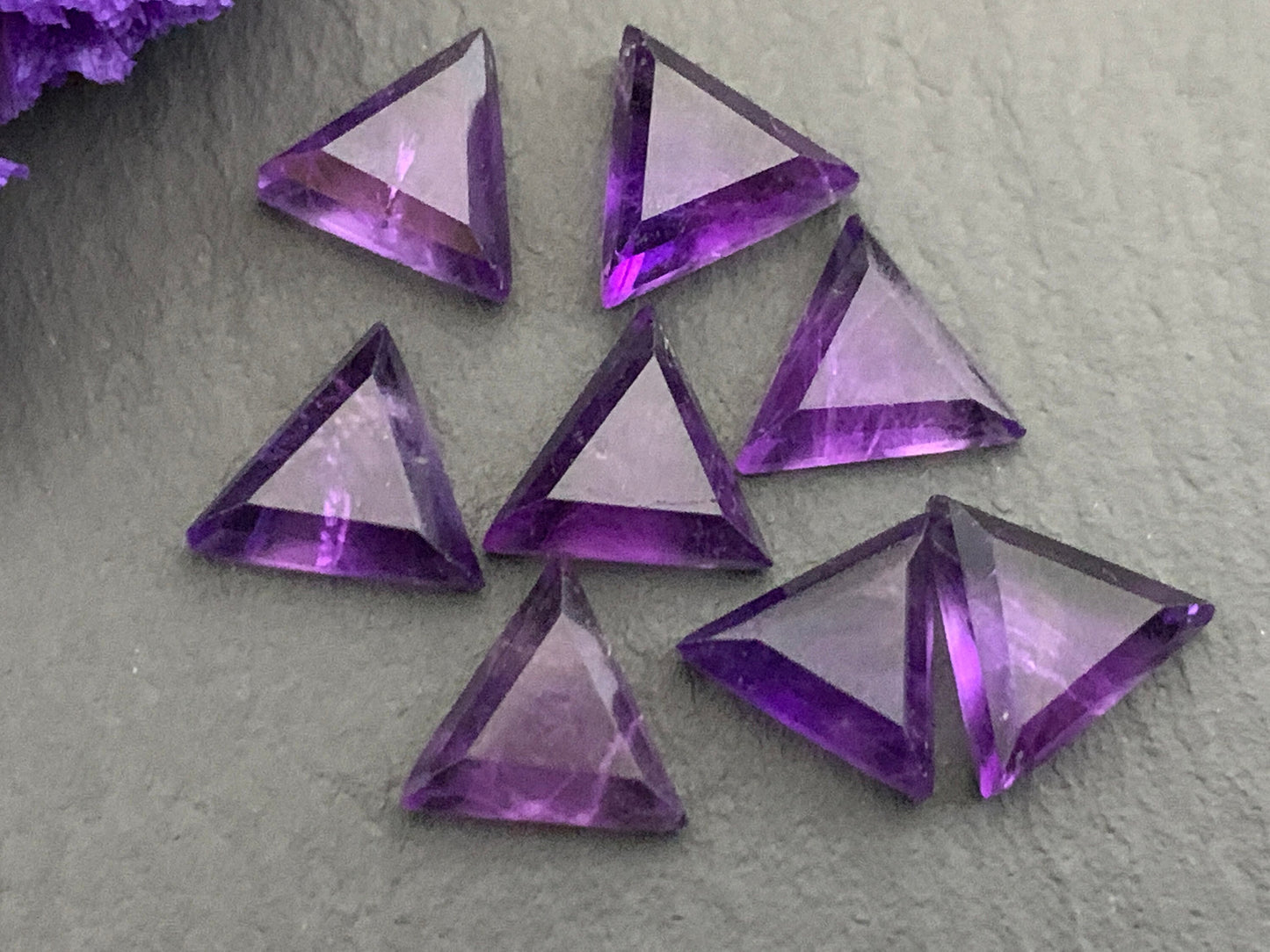 Faceted Amethyst triangle 10mm cabochon