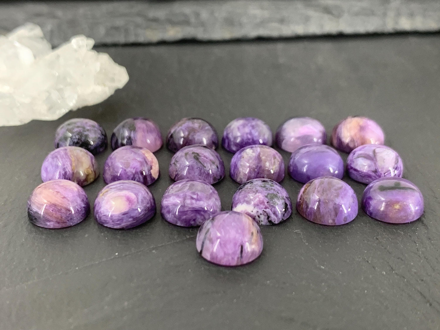 Round Charoite Cabochon 10mm - Calibrated cabochons