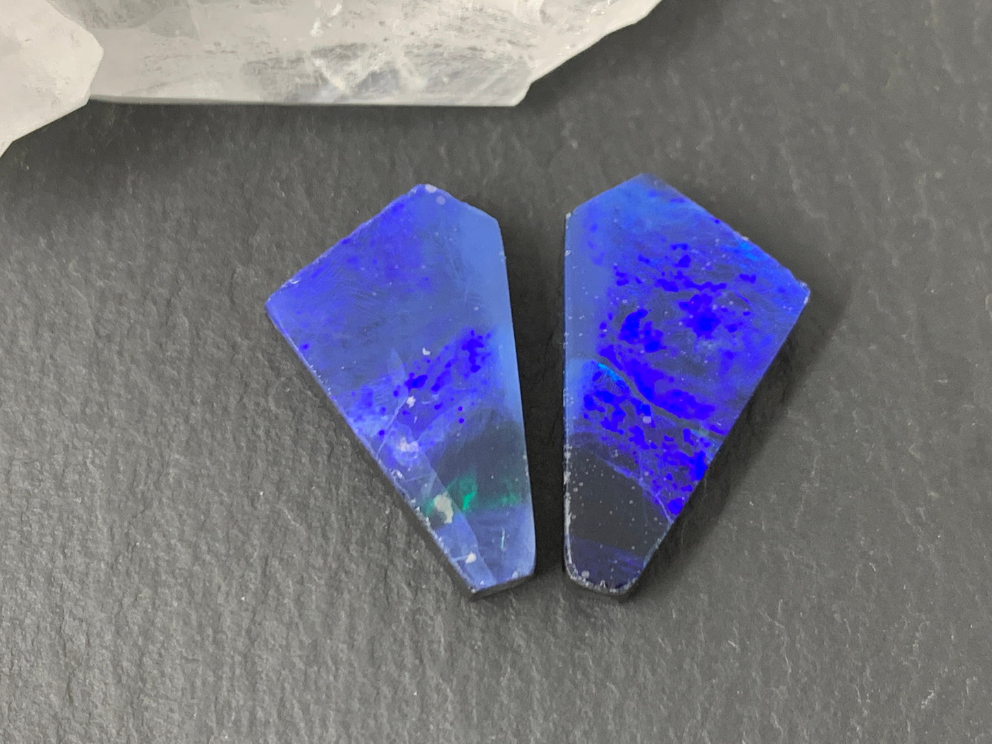 Damaged- Australian Opal doublet 11x19x4mm pair of cabochons