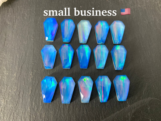 Faceted  Aurora Opal coffin 10x16mm  cabochon - Doublet cabochons