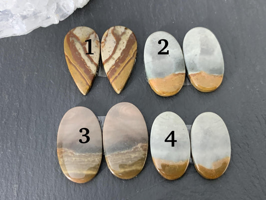 Polychrome Jasper cabochon pair