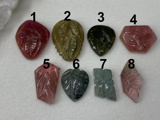 Discounted carved Tourmaline 11-17mm long cabochon - Select your piece