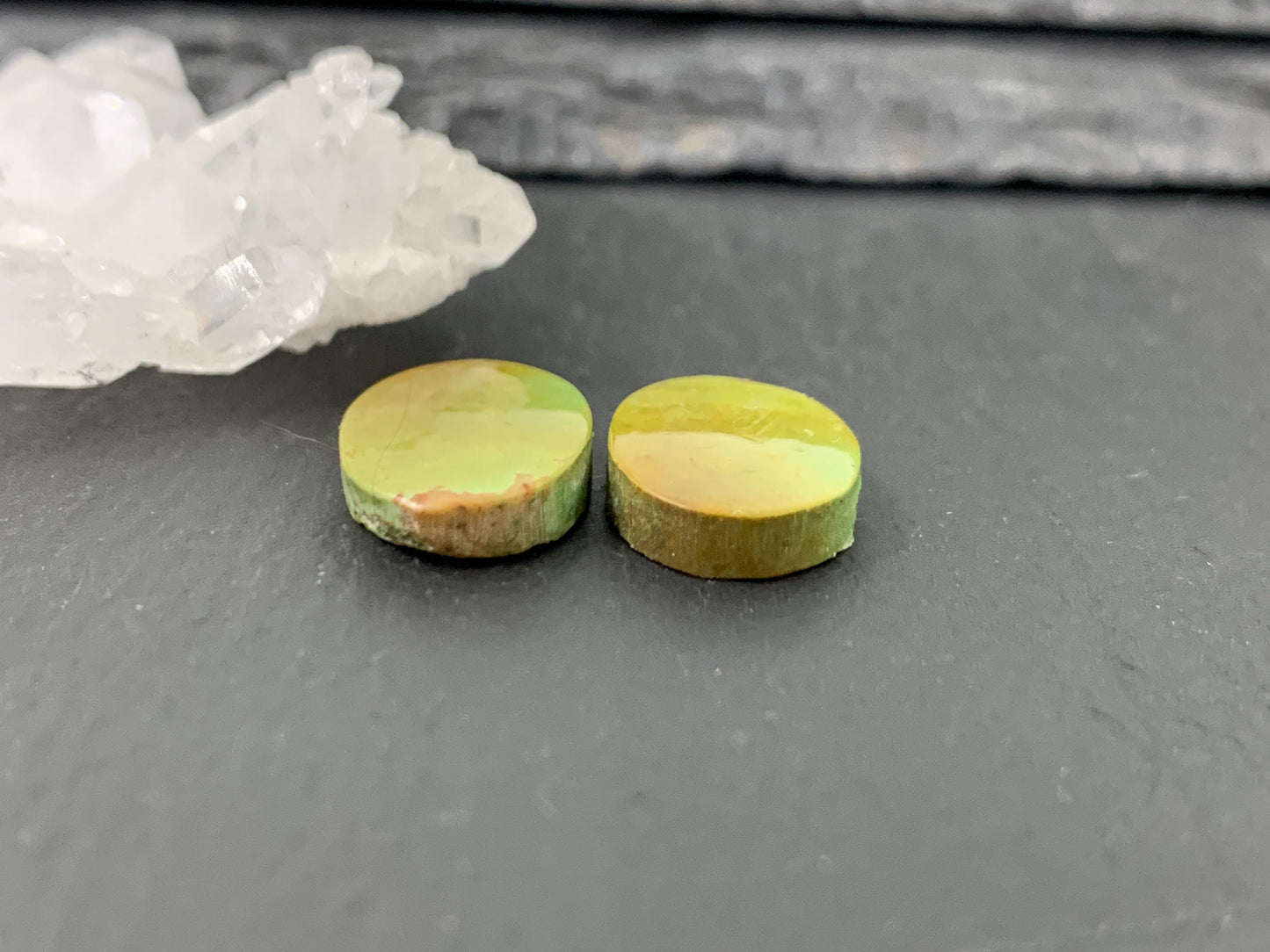 Tibetan Turquoise Pair 11x16mm Cabochon - Hand Cut Cabochon