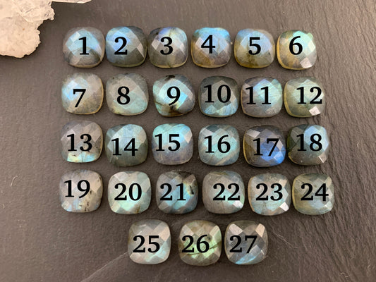 Faceted Labradorite square 10x10mm cabochon