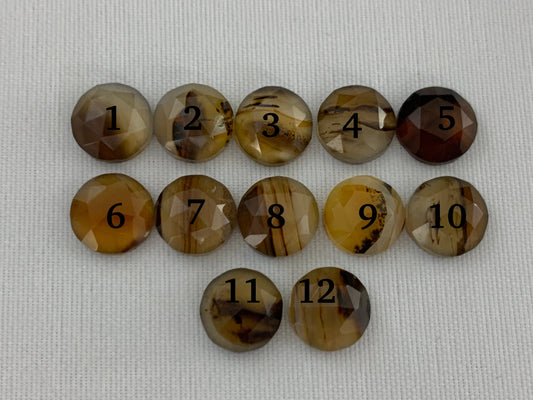 Faceted Montana Agate round 10mm cabochon